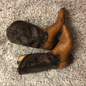 Dan Post leather brown/black pointed cowboy boots